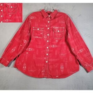 VTG Lauren Ralph Lauren Shirt Women 1X Red Boat USRL Marine Division Button Prep